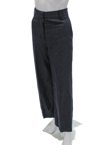 Stella McCartney Womens Single Button Pant Suit Navy Blue Metallic Size EUR 40