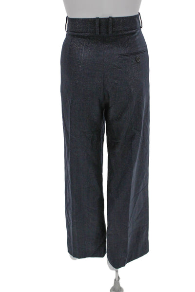 Stella McCartney Womens Single Button Pant Suit Navy Blue Metallic Size EUR 40