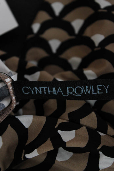Cynthia Rowley Womens Black Geometric Turtleneck Long Sleeve T-Shirt Size S