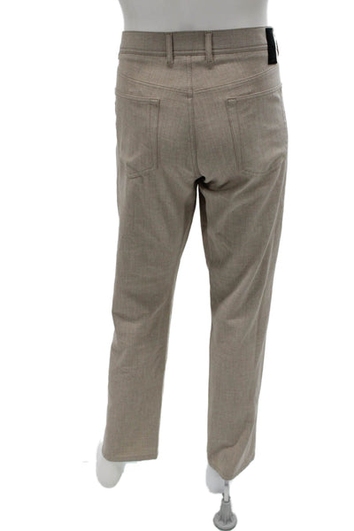 Alberto Mens Dress Pants Beige Button Closure Size 36