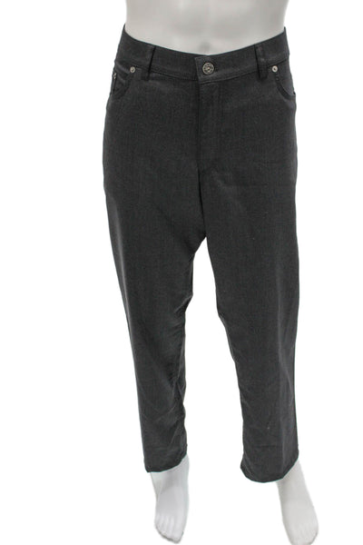 Brax Feel Good Mens Gray Virgin Wool Dress Pants Button Front Size 38