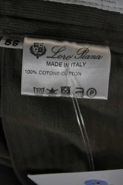 Loro Piana Mens Chino Pants Gray Cotton Size 56