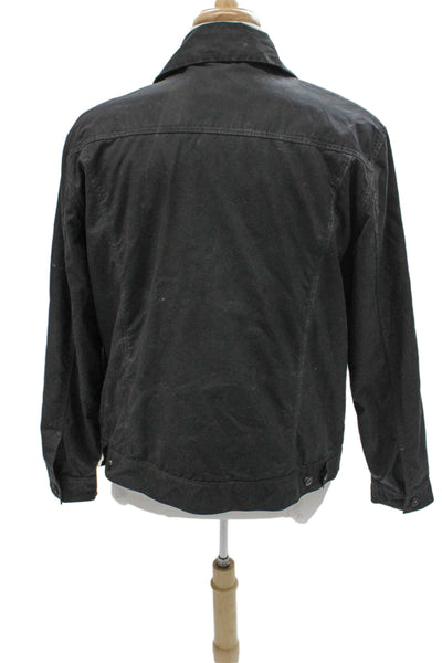 Filson Mens Basic Jacket Black Waxed Cotton Button Outdoor Size XL
