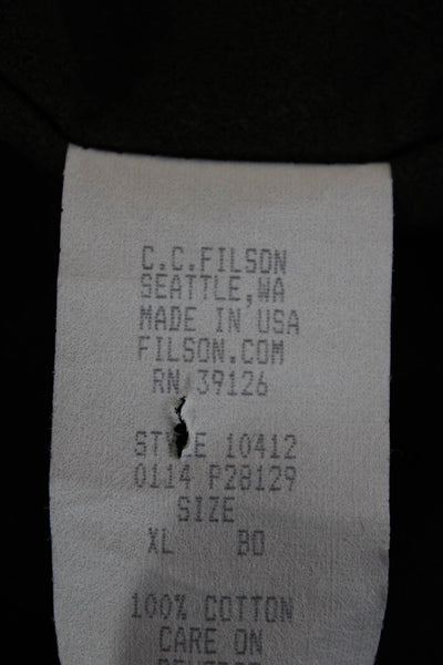 Filson Mens Basic Jacket Black Waxed Cotton Button Outdoor Size XL