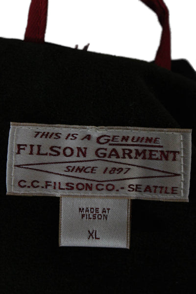Filson Mens Basic Jacket Black Waxed Cotton Button Outdoor Size XL