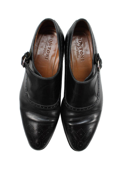 Bontoni Mens Leather Buckle Closure Oxford Dress Shoes Black Size 11