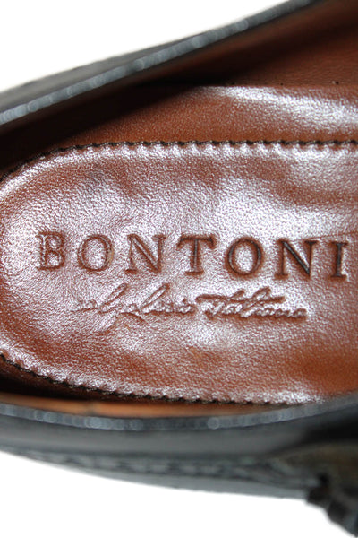 Bontoni Mens Leather Buckle Closure Oxford Dress Shoes Black Size 11