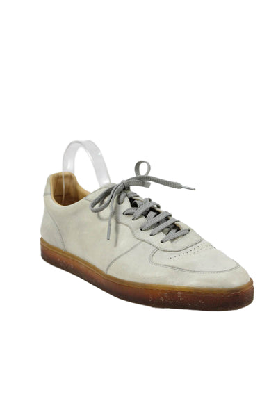 Brunello Cucinelli Mens Leather Low Top Lace Up Sneakers Off White Size 43.5