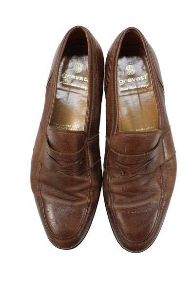 Gravati Mens Leather Slide On Dress Shoe Loafers Brown Size 11 Medium