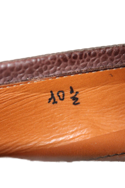 Bontoni Mens Pebbled Leather Slide On Dress Shoe Loafers Brown Size 10.5