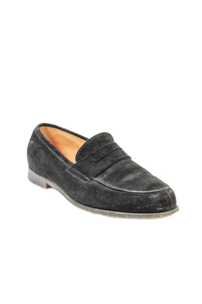 John Lobb Mens Suede Slide On Dress Shoe Loafers Black Size 8