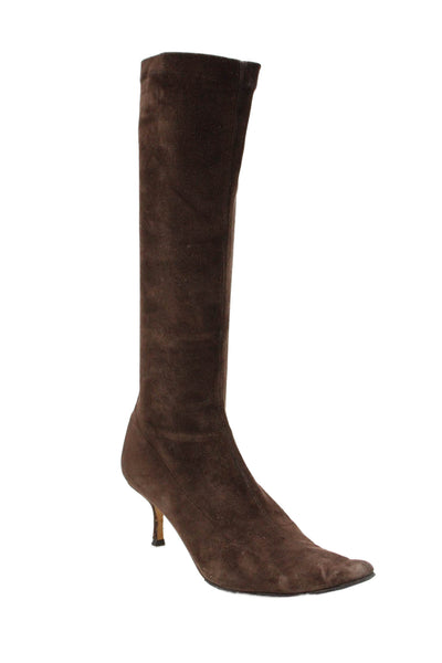 Jimmy Choo Womens Suede Pointed Toe Knee High Boots Brown Size 40 10