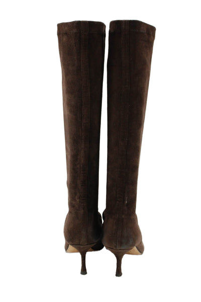 Jimmy Choo Womens Suede Pointed Toe Knee High Boots Brown Size 40 10