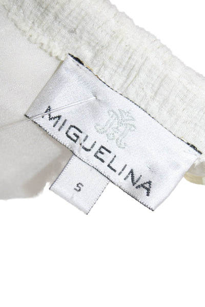 Miguelina Women Maxi Dress Ivory Sleeveless Square Neck Zip Cotton Size S