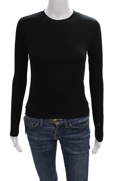 Perfect White Tee Womens Black Long Sleeve Crewneck Tee Size S