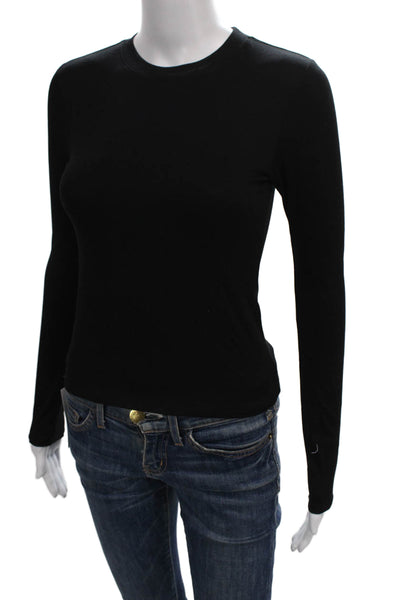 Perfect White Tee Womens Black Long Sleeve Crewneck Tee Size S