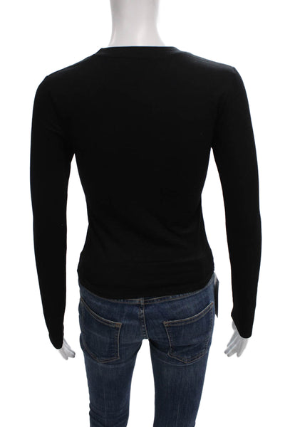 Perfect White Tee Womens Black Long Sleeve Crewneck Tee Size S