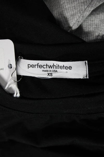 Perfect White Tee Womens Black Long Sleeve Crewneck Tee Size S
