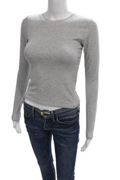 Perfect White Tee Women Basic Gray Long Sleeve Crew Neck T-Shirt Size XS