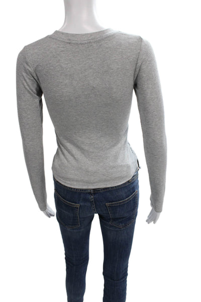 Perfect White Tee Women Basic Gray Long Sleeve Crew Neck T-Shirt Size XS