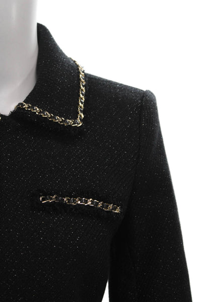 Splendid Women Full Zip Hoodie Black V-Neck Polyester Long Sleeve Size XS