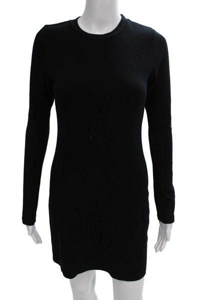 Perfect White Tee Womens Black Mini Long Sleeve Crew Neck Dress Size S