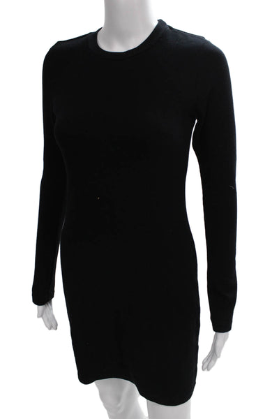 Perfect White Tee Womens Black Mini Long Sleeve Crew Neck Dress Size S