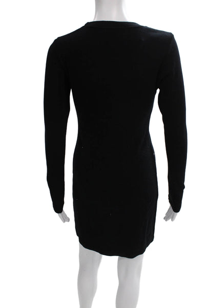 Perfect White Tee Womens Black Mini Long Sleeve Crew Neck Dress Size S