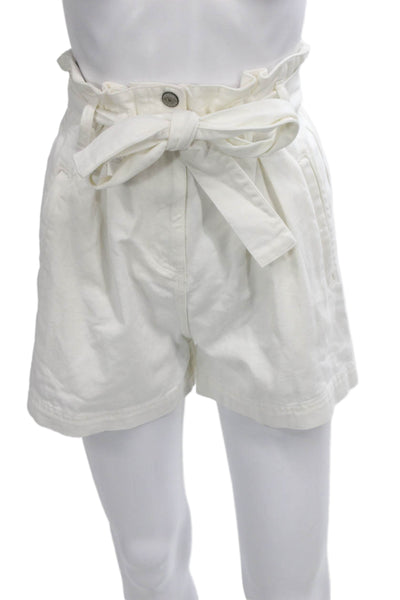 Rails Womens Paperbag Shorts White Button 50% Cotton Size XS