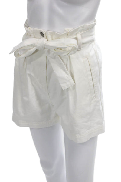 Rails Womens Paperbag Shorts White Button 50% Cotton Size XS