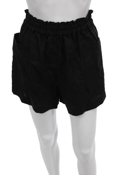 Rails Women Paperbag Linen Shorts Black Petite Size S