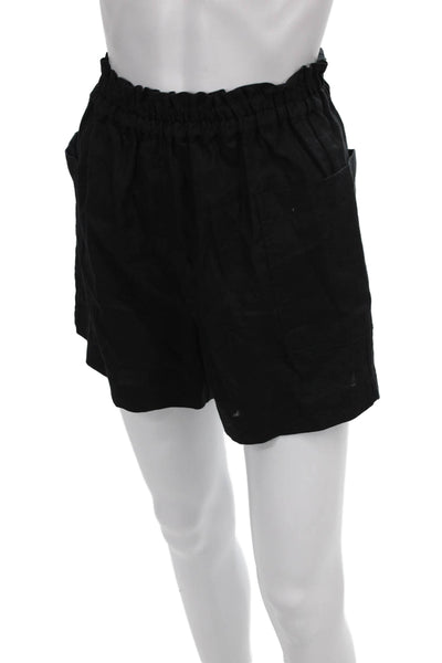 Rails Women Paperbag Linen Shorts Black Petite Size S