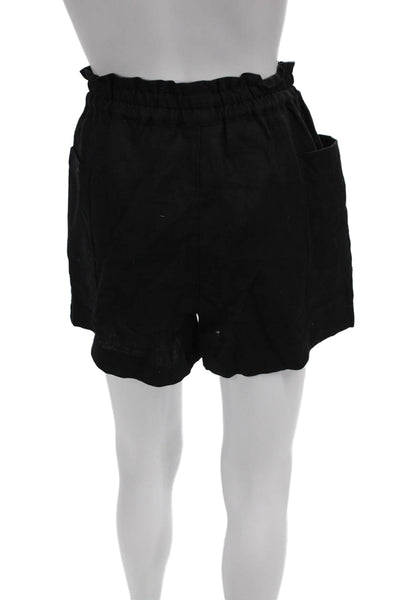 Rails Women Paperbag Linen Shorts Black Petite Size S