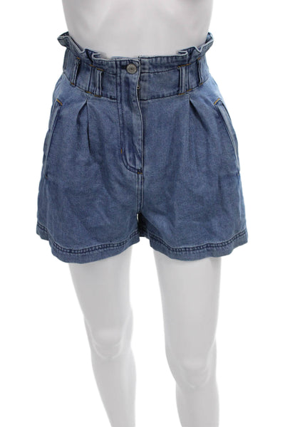 Rails Women Paperbag Shorts Blue Cotton Solid Size XS