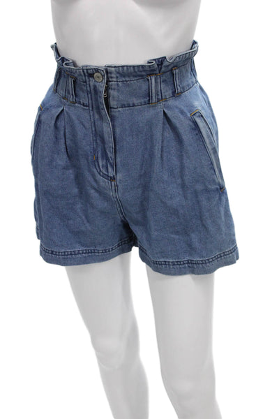 Rails Women Paperbag Shorts Blue Cotton Solid Size XS