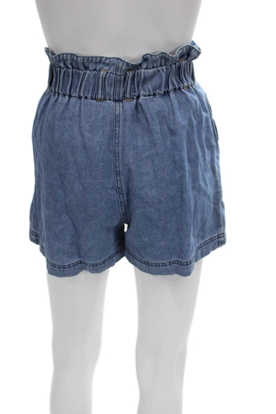 Rails Women Paperbag Shorts Blue Cotton Solid Size XS