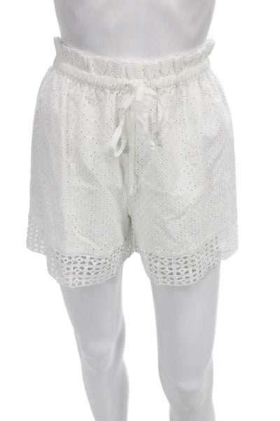 Rails Womens Paperbag Shorts White Drawstring Cotton Geometric Size XS
