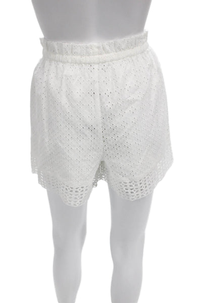 Rails Womens Paperbag Shorts White Drawstring Cotton Geometric Size XS