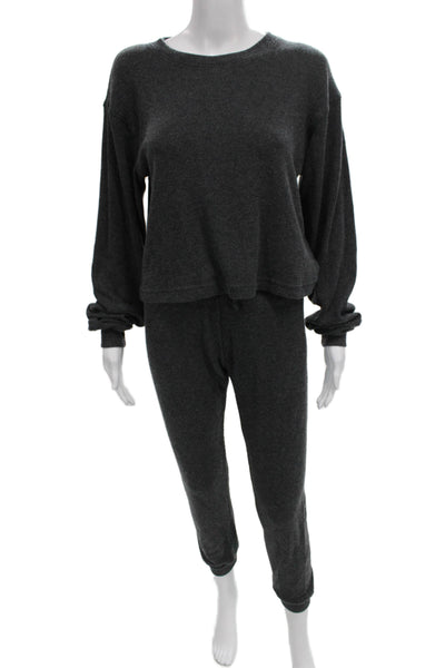 Perfect White Tee Women Loungewear Set Gray Long Sleeve Size XS