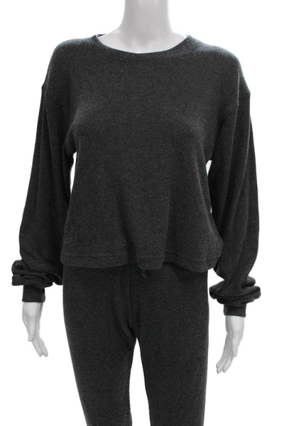 Perfect White Tee Women Loungewear Set Gray Long Sleeve Size XS
