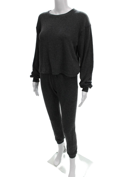 Perfect White Tee Women Loungewear Set Gray Long Sleeve Size XS