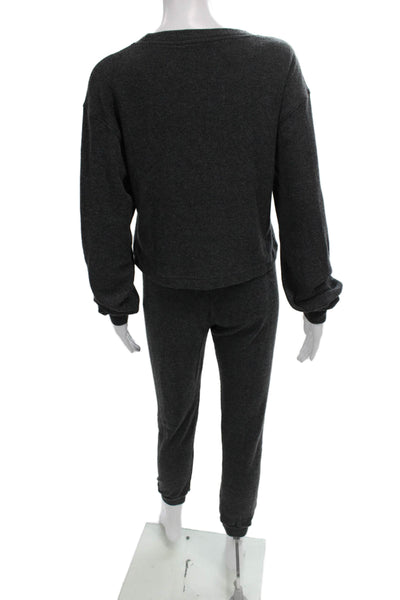 Perfect White Tee Women Loungewear Set Gray Long Sleeve Size XS
