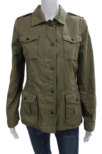 Banana Republic Womens Military Jacket Green Cotton Long Sleeve Size S