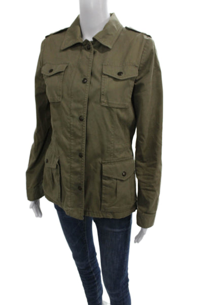 Banana Republic Womens Military Jacket Green Cotton Long Sleeve Size S