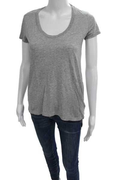 Splendid Womens Basic Scoop Neck Gray Short Sleeve T Shirt Size XS