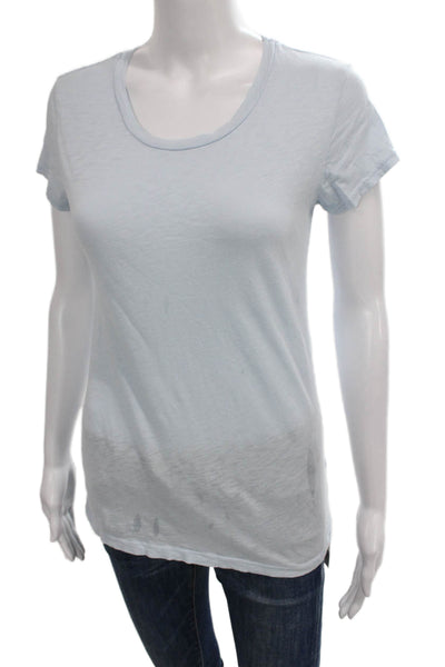 Velvet by Graham & Spencer Women Basic Blue Round Neck Tee Short Sleeve Size XS