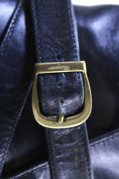 Salvatore Ferragamo Womens Leather Gold Tone Belted Ankle Boots Black Size 8.5