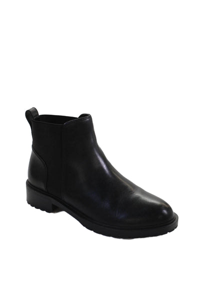 Steve Madden Womens Leather Stretch Inset Urmi Ankle Boots Black Size 8.5 Medium
