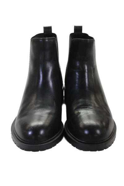 Steve Madden Womens Leather Stretch Inset Urmi Ankle Boots Black Size 8.5 Medium