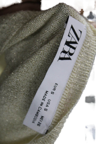 Zara Women Pullover Sweater Beige Viscose Long Sleeve Round Neck Size S